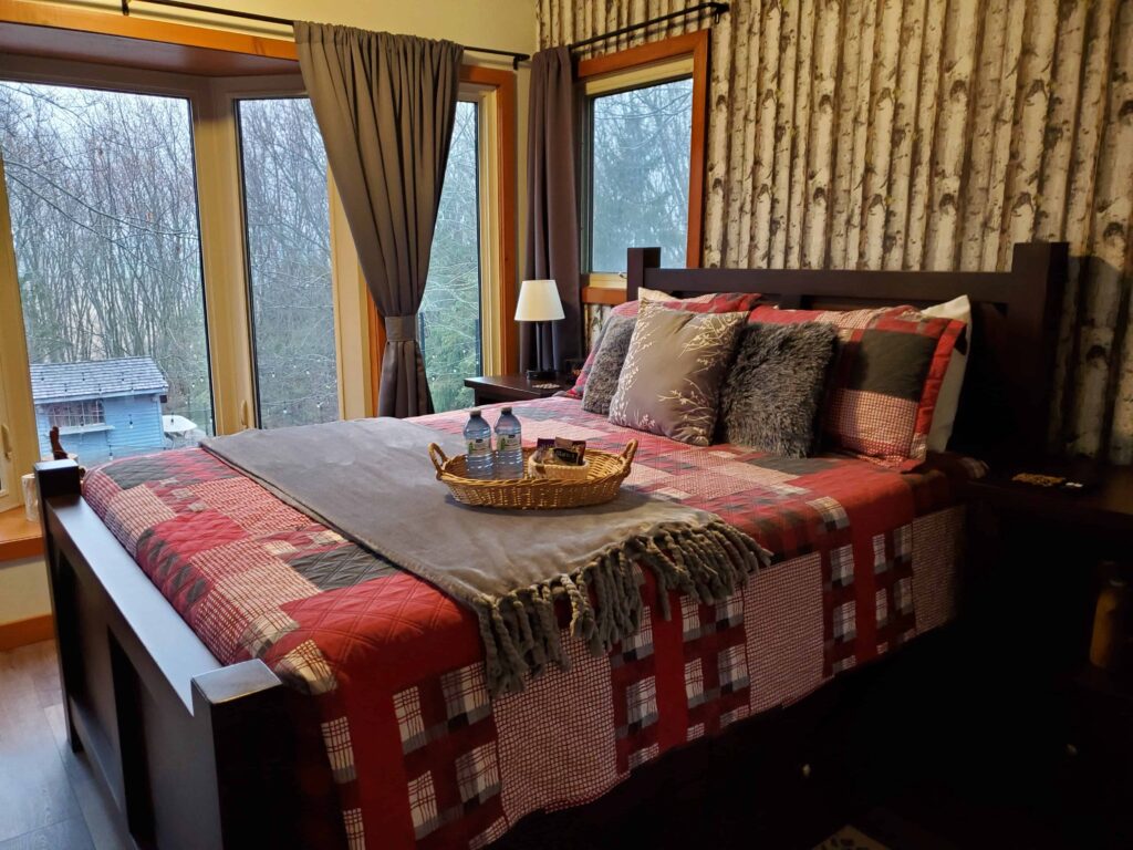 Feel like you're walking into a wooded cabin when you stay in the Cabin room