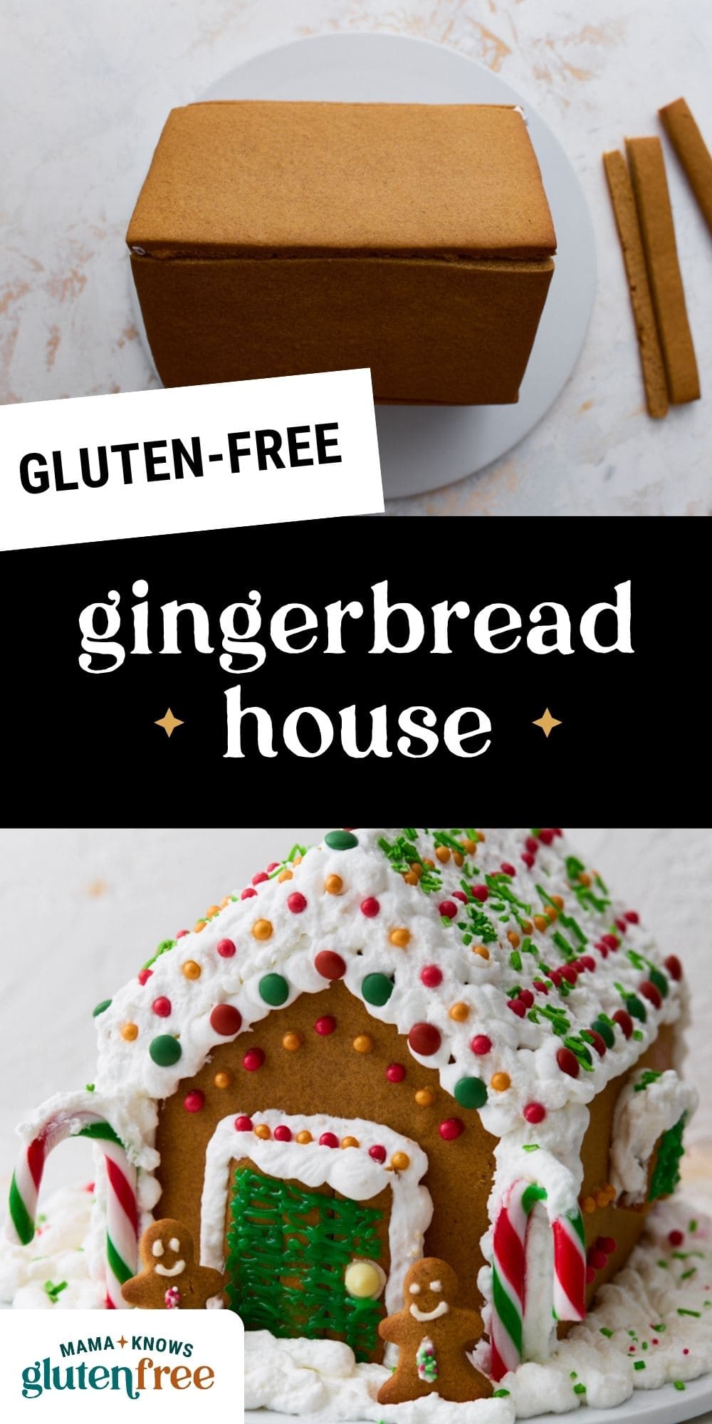 gluten-free gingerbread house pin image