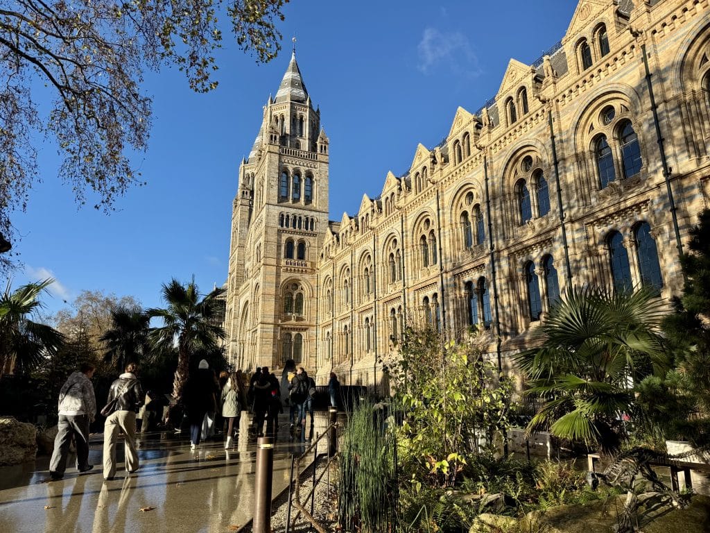 The gothic building exterior of London's Museum of Natural History.
