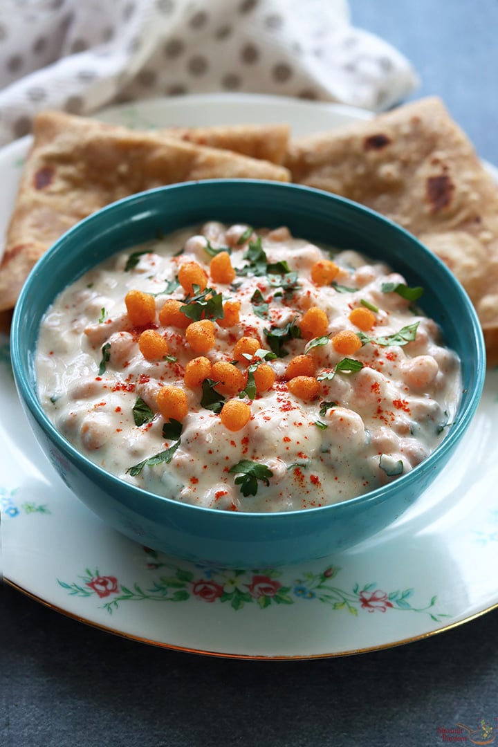 boondi raita served with chapathi