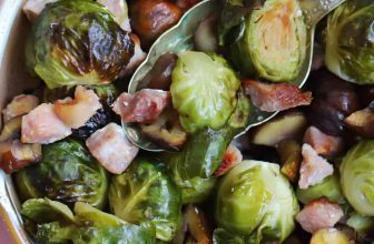 Roasted Brussels Sprouts with Bacon and Chestnuts