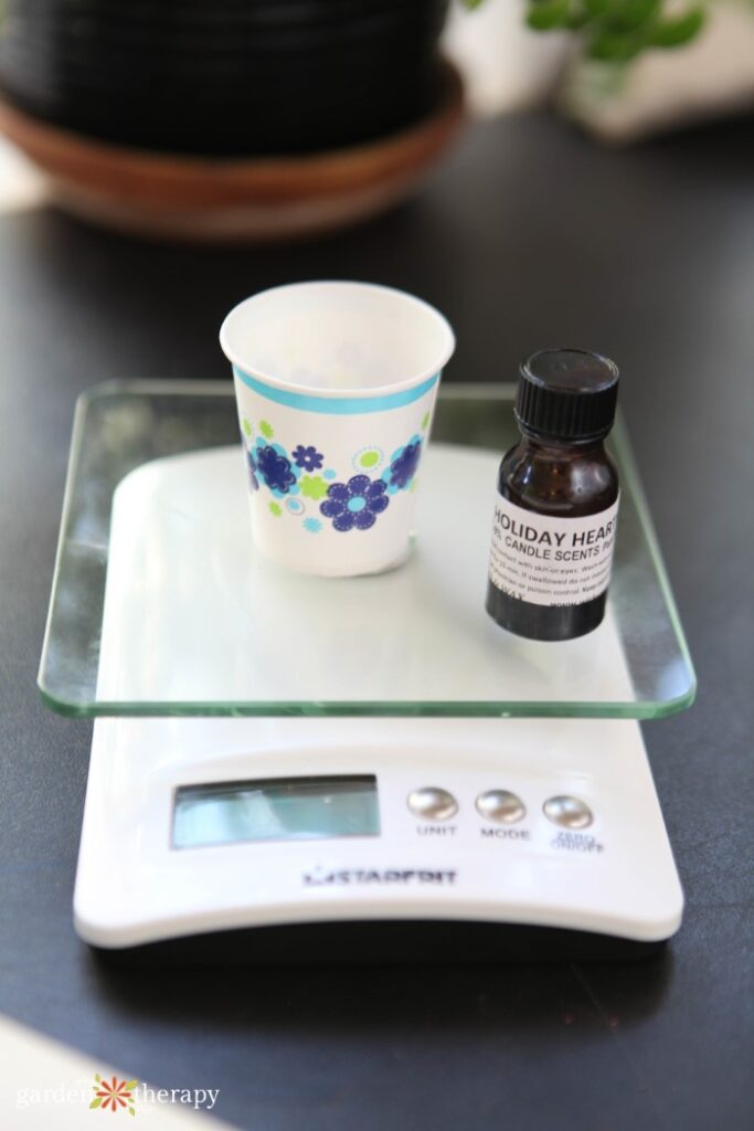weighing candle ingredients