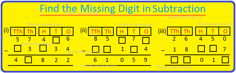 Find the Missing Digit in Subtraction Find the Missing Digit in Subtraction