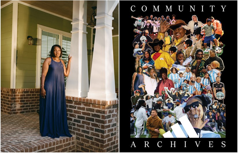 Wanda Cooper-Jones alongside the cover of Adidas' Community Zine, in which she is a featured voice