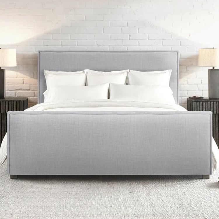 Gray Upholstered Panel Bed