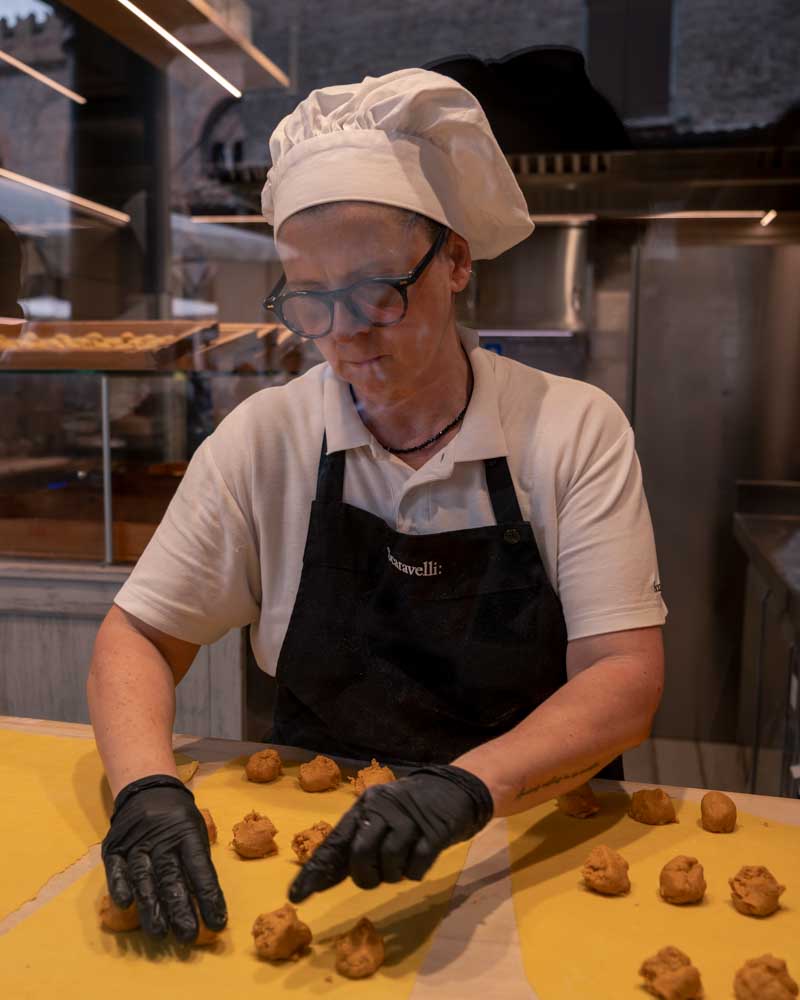 pumpkin tortelli being made in mantua