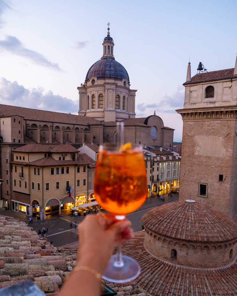 Rooftop Drinks at San Lorenzo Hotel with view of Piazza delle Erbe Mantua