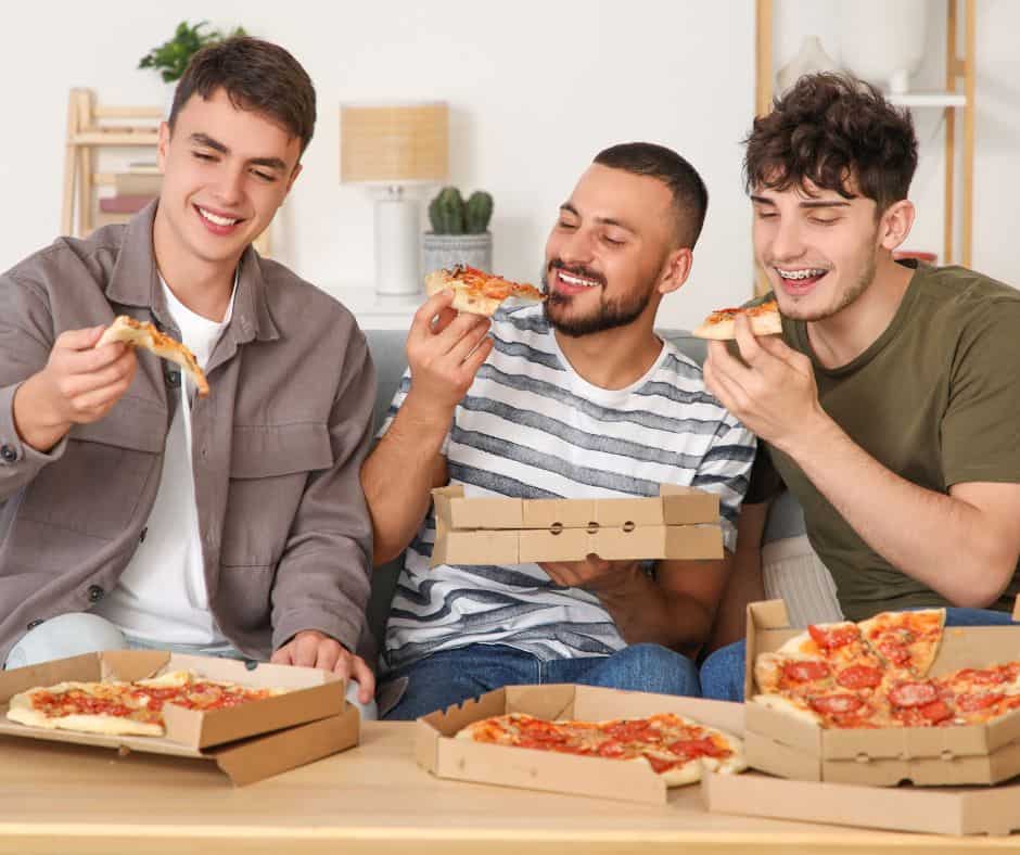 roommates sharing pizza