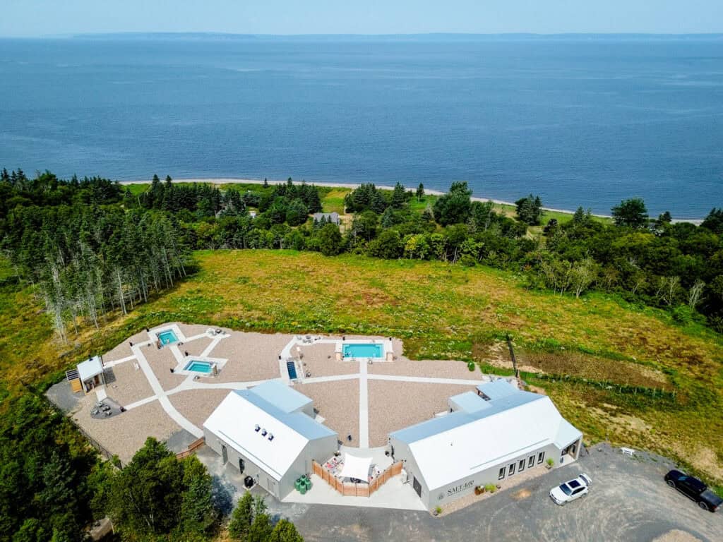 drone view of saltair overlooking bay of fundy
