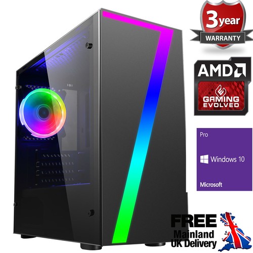 Ultra Fast AMD Dual Core 16GB 1TB Home Gaming PC Computer Seven RGB Windows 10