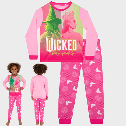 Kids Girls Glinda Wicked Pyjamas Loungewear Longsleeve Nightwear Outfits Pjs Set