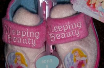 Girls Pink Slippers with Sleeping Beauty detail