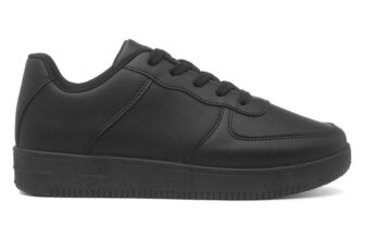 Womens Trainers Black Adults Ladies Lace Up Cushioned Flat Gripped Casual SIZE