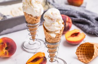 Easy No Churn Homemade Peach Ice Cream with Fresh Peaches