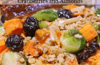 Wild and Brown Rice with Brussel Sprouts, Sweet Potatoes, Cranberries and Almonds