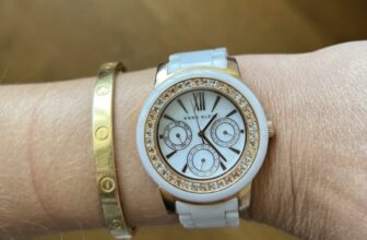 Anne Klein Ceramic white & Gold ladies watch 	AK-1682RGWT