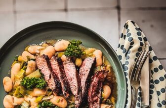Miso Wild Garlic Beans, Kale and Steak