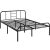 4ft6 Double Bed, Strong Metal-Framed Bed with Headboard, Black Iron Bed Frame