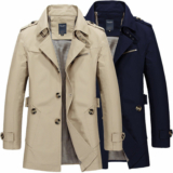 Men’s Slim Cotton Stylish Trench Coat Winter Mid-long Jacket Casual Overcoat Hot