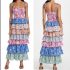Womens Floral Boho Midi Dress Kaftan Ladies Ruffle Summer Beach Swing Sundress