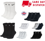 NIKE SOCKS 3 6 12  PAIRS PACK – LIGHTWEIGHT CREW ANKLE MENS WOMENS SPORTS UK