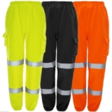 Mens Hi Viz Vis Work Fleece Bottoms Safety Sweat Pants Jogging Trousers Joggers