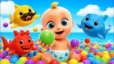 Baby Shark + Johny Johny Yes Papa – Learn Colors with Colorful BALLS – Kids Songs| LooLoo Kids