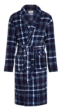Men’s Shawl Collar Fleece Warm Check Dressing Gown Robe M/L L/XL
