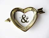 Antique Gold  “You & Me” Love Heart Arrow Trinket Dish/ Jewellery Dish / Tray
