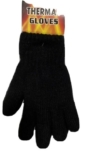 KIDS BOYS & GIRLS BLACK THERMAL LINED GLOVES WINTER WARMER KNIT OUTDOOR 6-11 AGE
