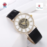 Men’s Classic Roman Numerals Gold & Silver Watch Leather Strap