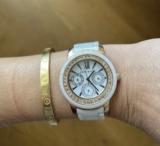 Anne Klein Ceramic white & Gold ladies watch 	AK-1682RGWT