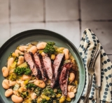 Miso Wild Garlic Beans, Kale and Steak