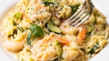 One-Pan Orzo with Shrimp and Zucchini