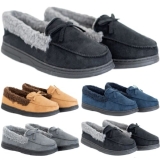 Sale MENS MOCCASIN INDOOR FAUX FUR LINED LIGHT WEIGHT HARD SOLE WARM COMFY SLIPPERS