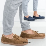 Sale MENS SUEDE MOCCASINS WARM FAUX SHEEPSKIN FUR LINED WINTER LOAFERS SLIPPERS SIZE